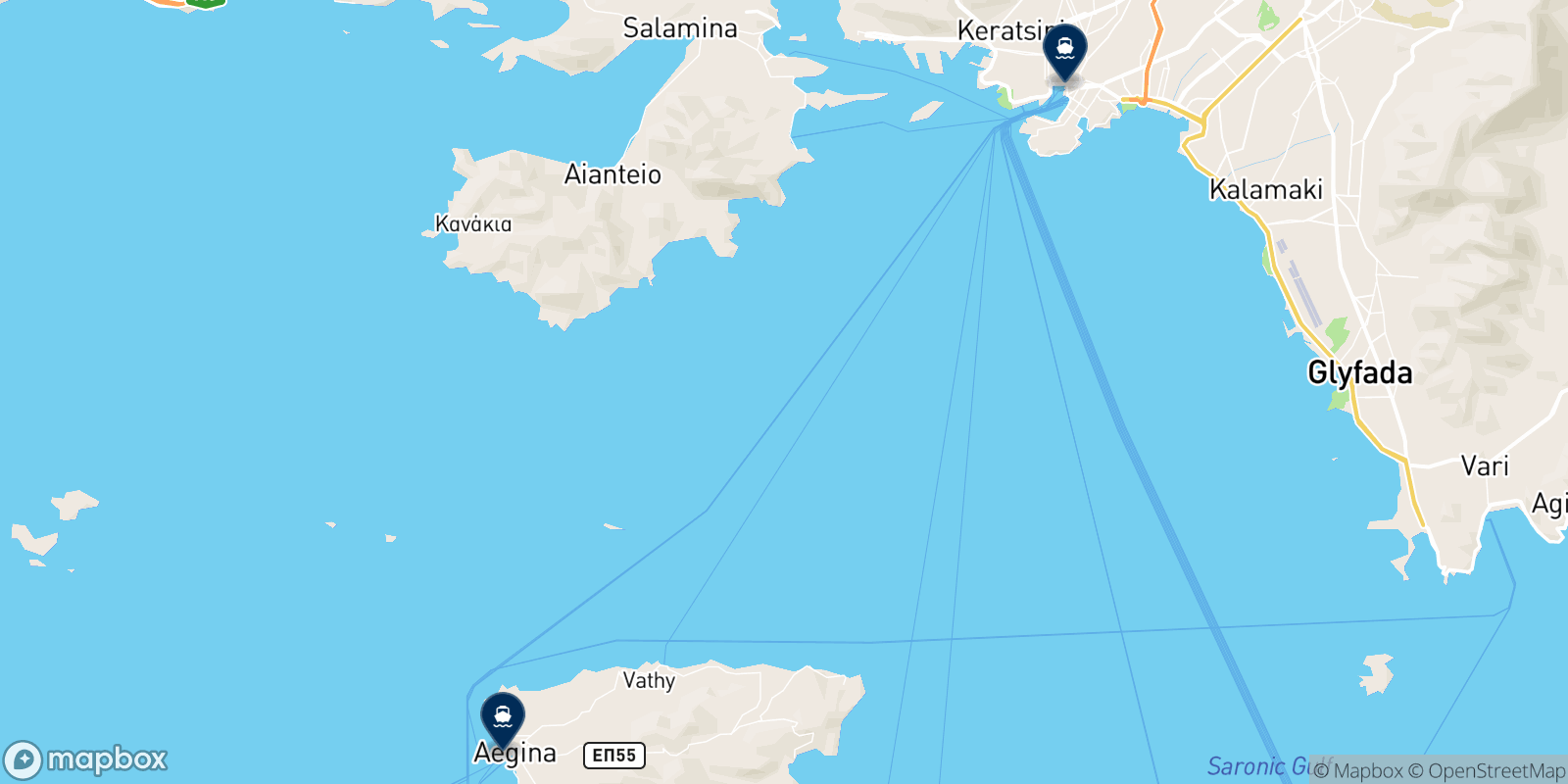 Mapa de los destinos San Lorenzo Ferries