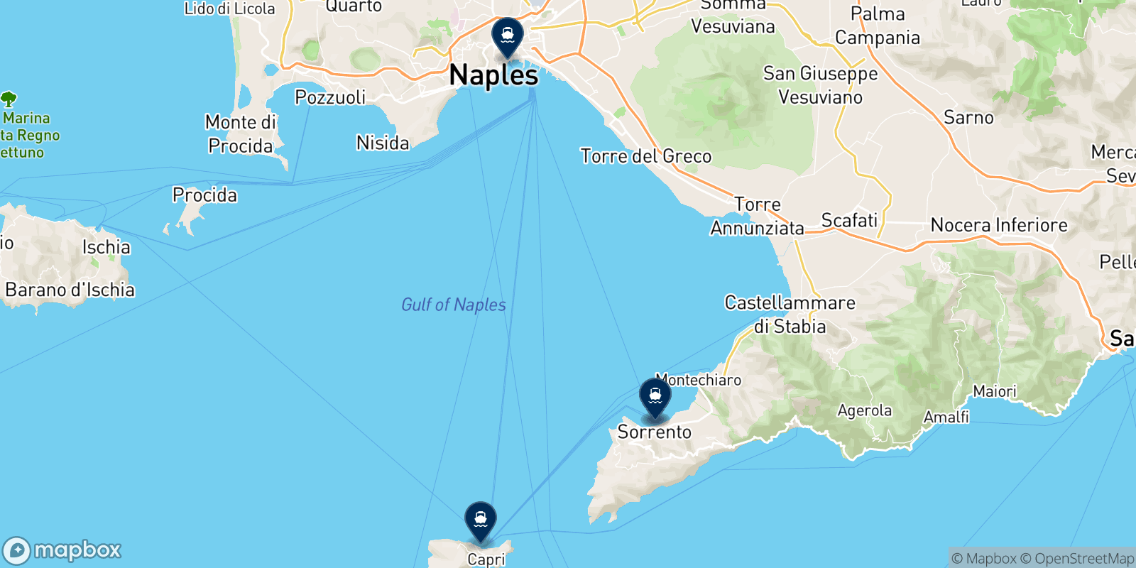 Mapa de los destinos Snav Gescab