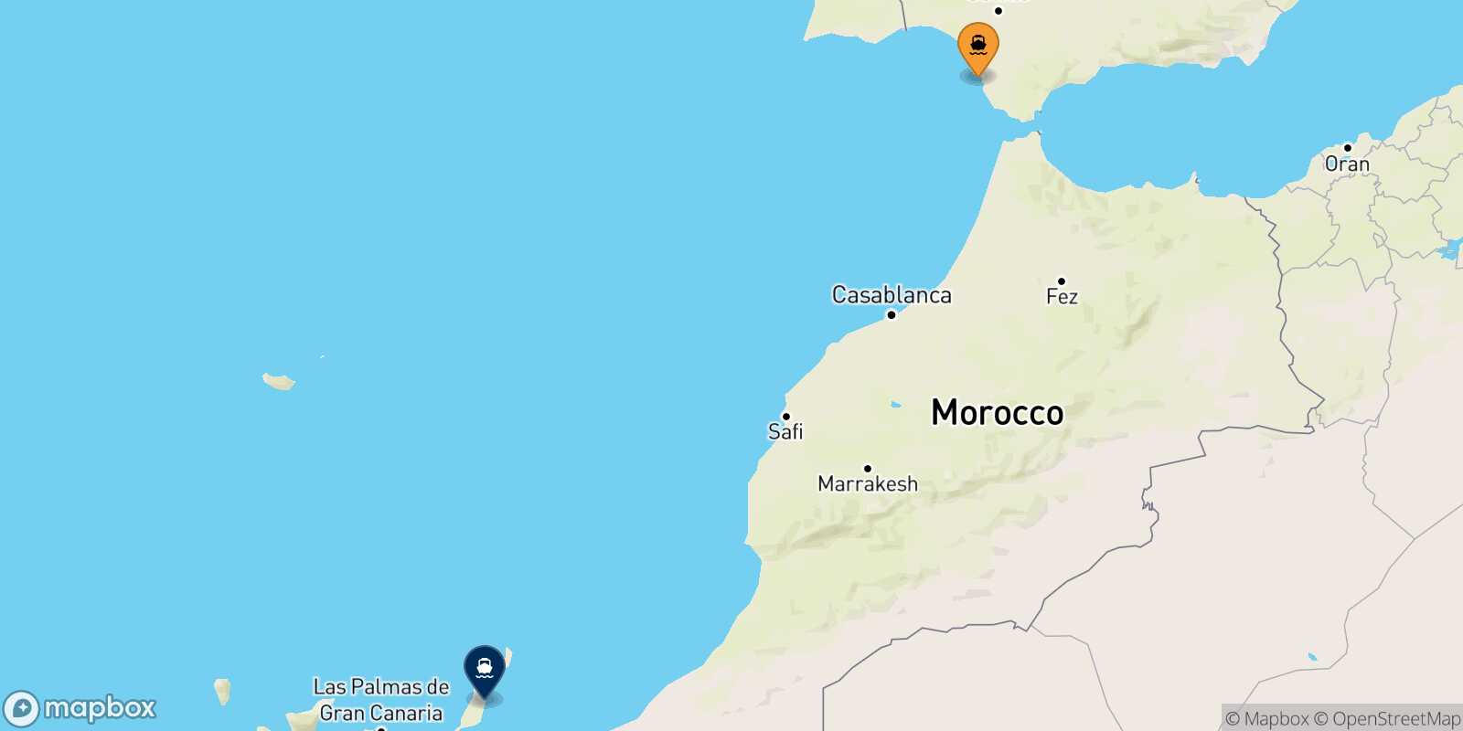 Mapa de la ruta Cadiz Puerto Del Rosario (Fuerteventura)