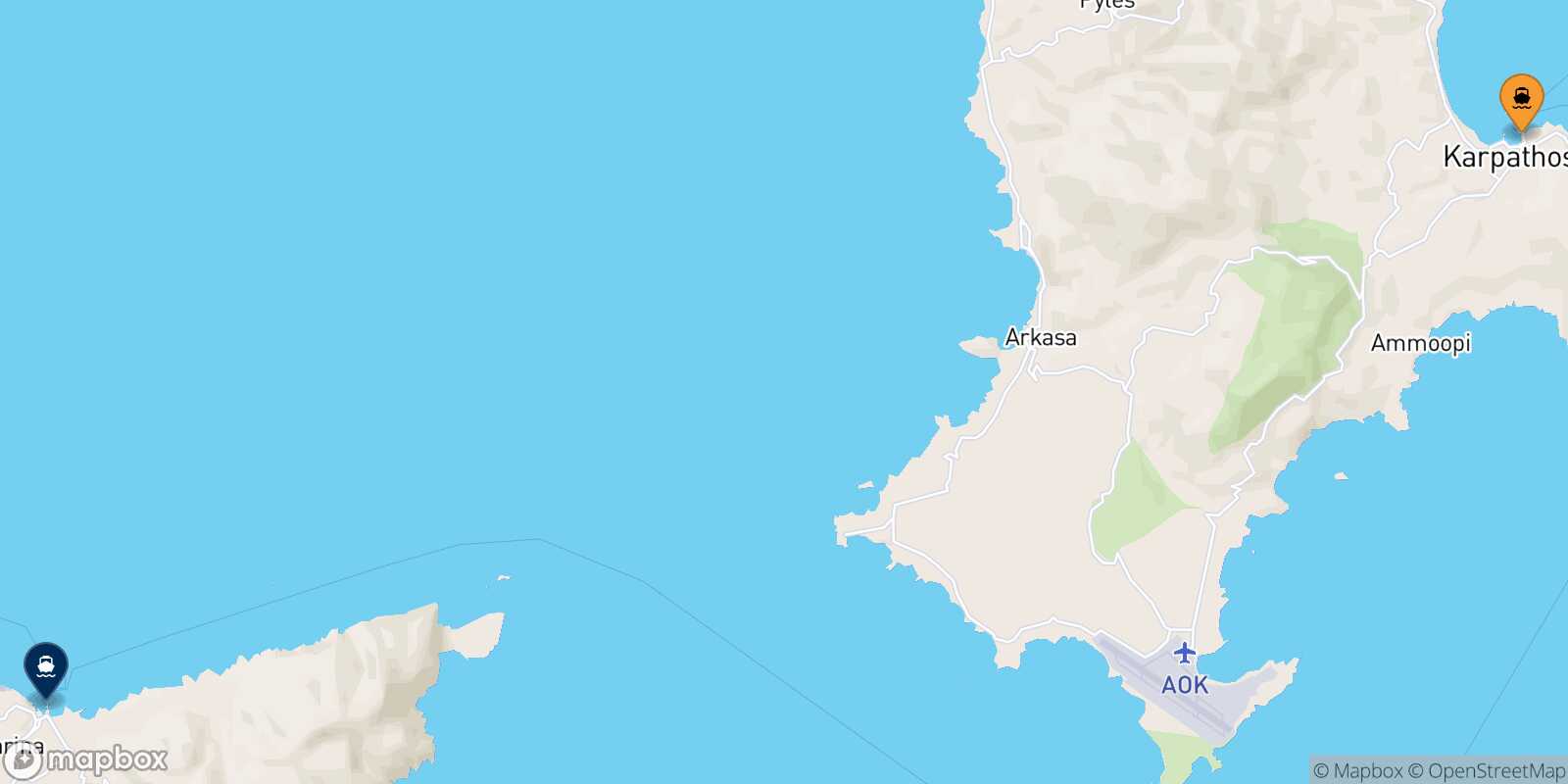 Mapa de la ruta Karpathos Kasos