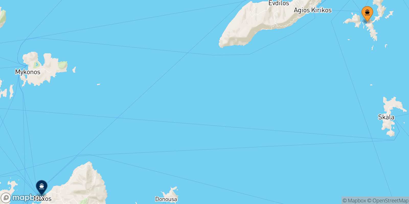 Mapa de la ruta Fourni Naxos