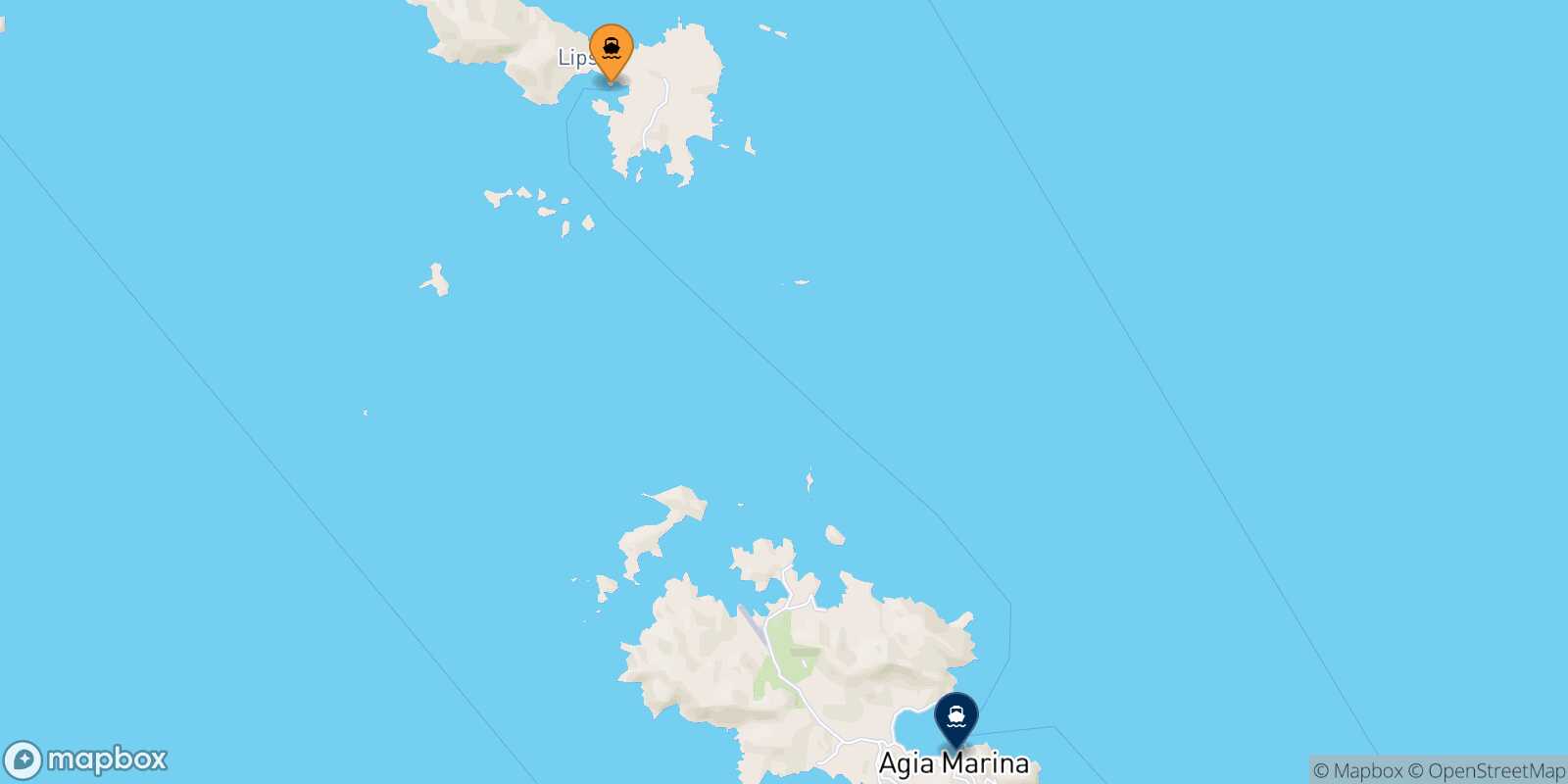 Mapa de la ruta Lipsi Agia Marina (Leros)