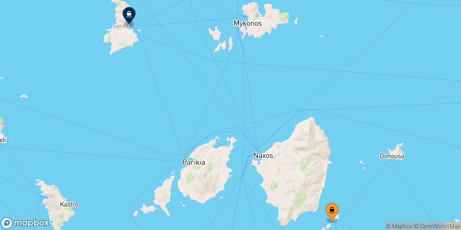 Mapa de la ruta Koufonissi Syros