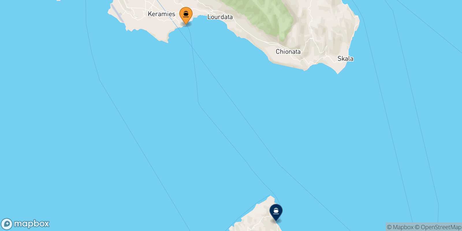 Mapa de la ruta Pessada (Cefalonia) Ag. Nikolas (Zakynthos)