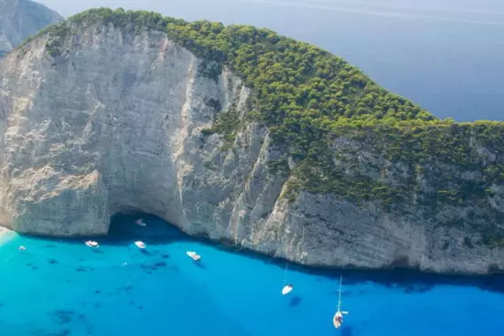 Zakynthos, Grecia: vista aérea de la playa Navagio