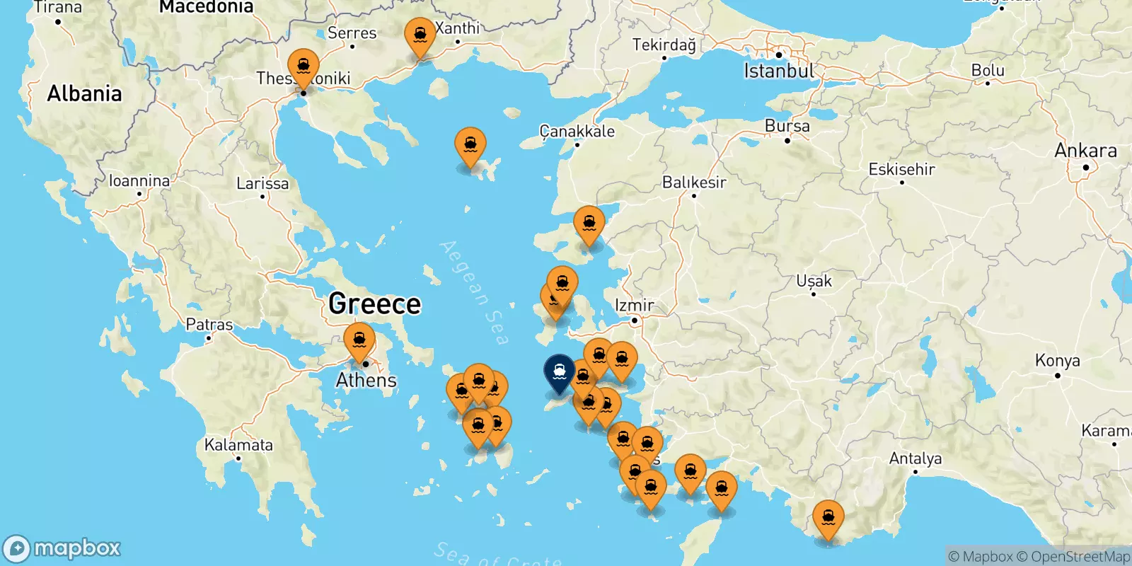 Ferries de Grecia a Evdilos (Ikaria)