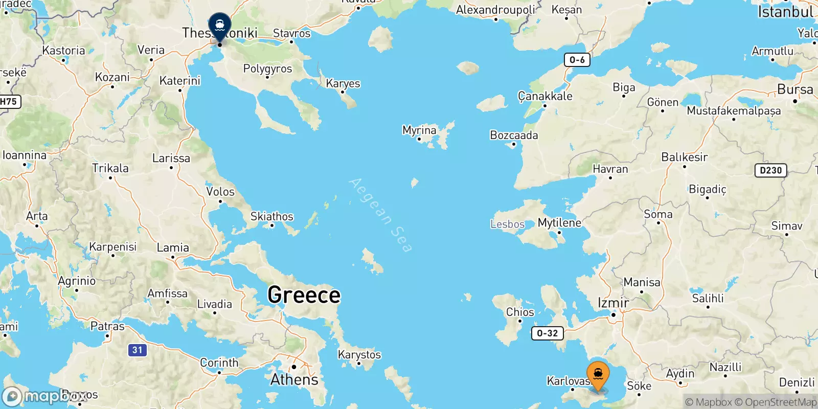 Ferries de Vathi (Samos) a Salónica