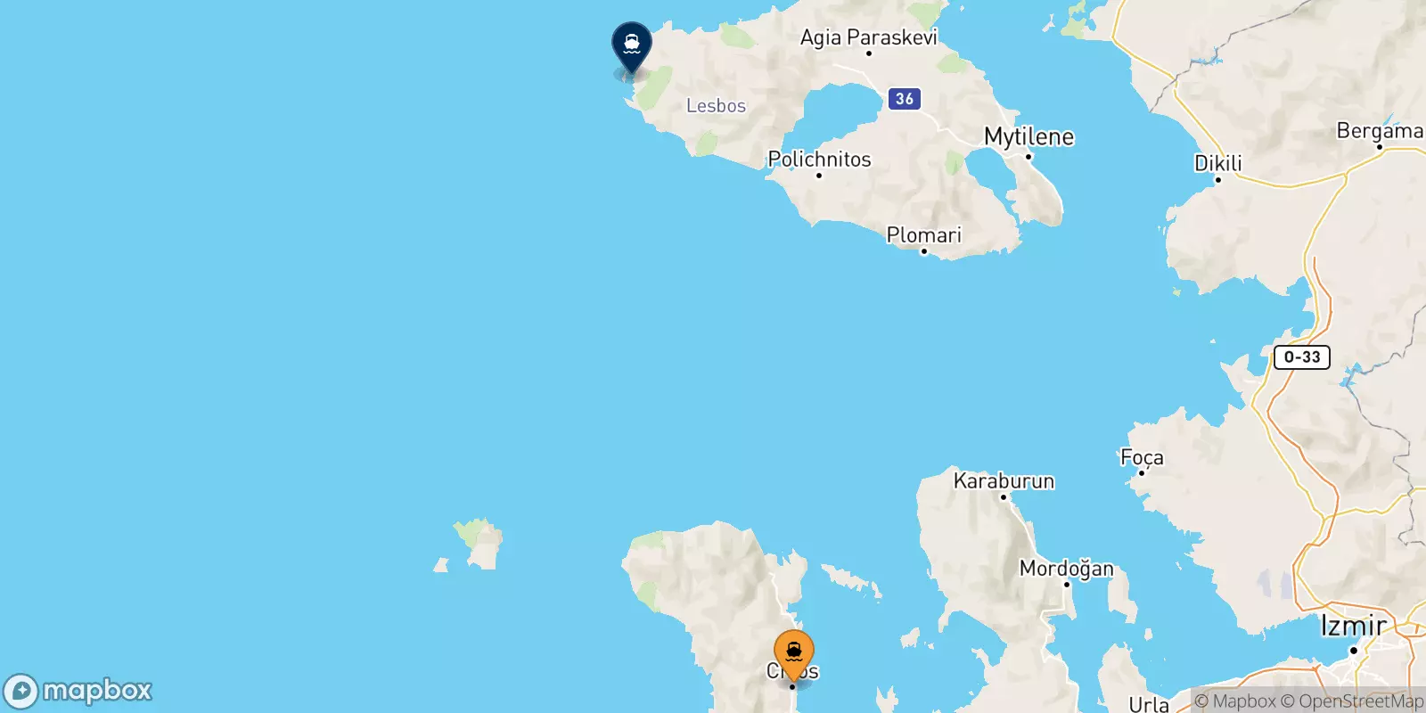 Ferries de Mesta Chios a Sigri (Lesvos)