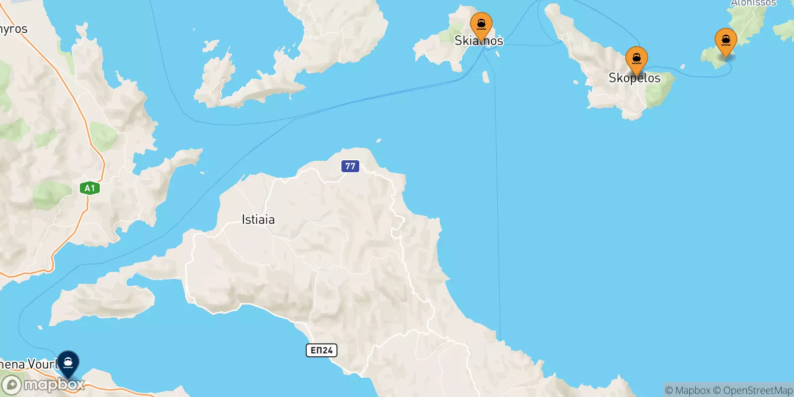 Ferries de Islas Espóradas a Agios Konstantinos