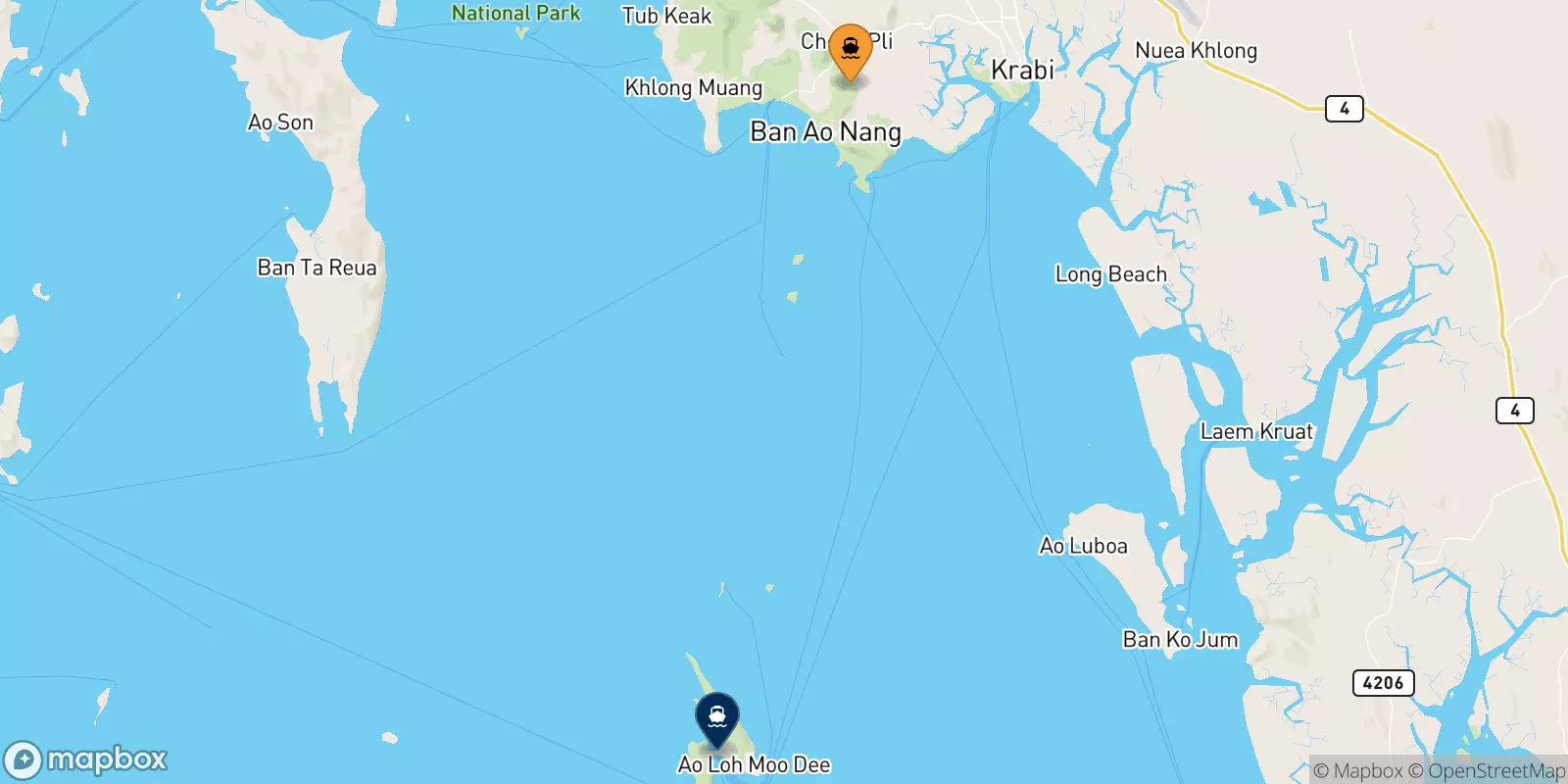 Ferries de Ao Nang (Nopparat Thara Pier) a Koh Phi Phi (Tonsai Pier)